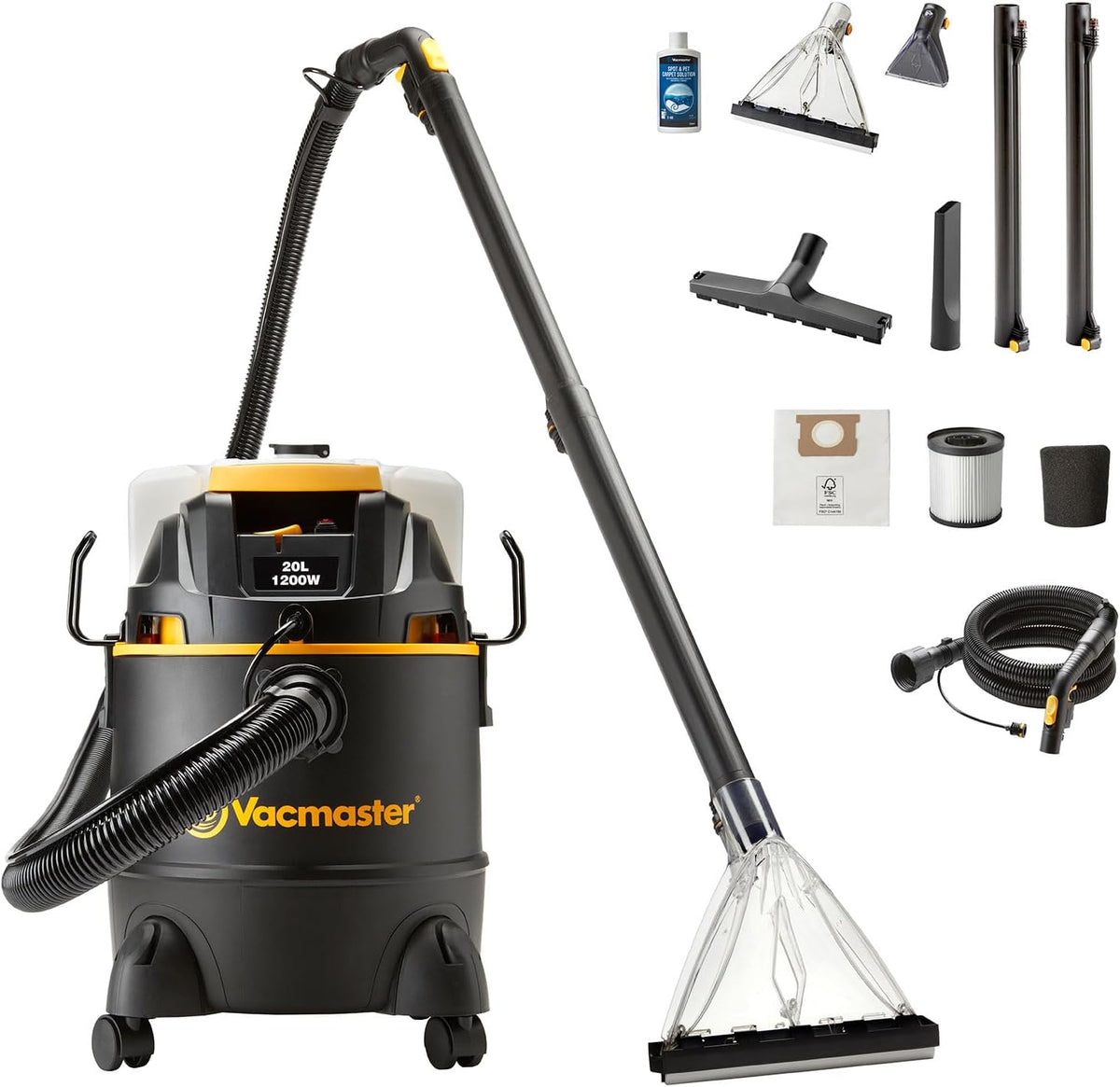 Vacmaster Tapijtreiniger 3-in-1 Nat, Droogzuiger en Tapijtreiniger, met Dubbele Tank