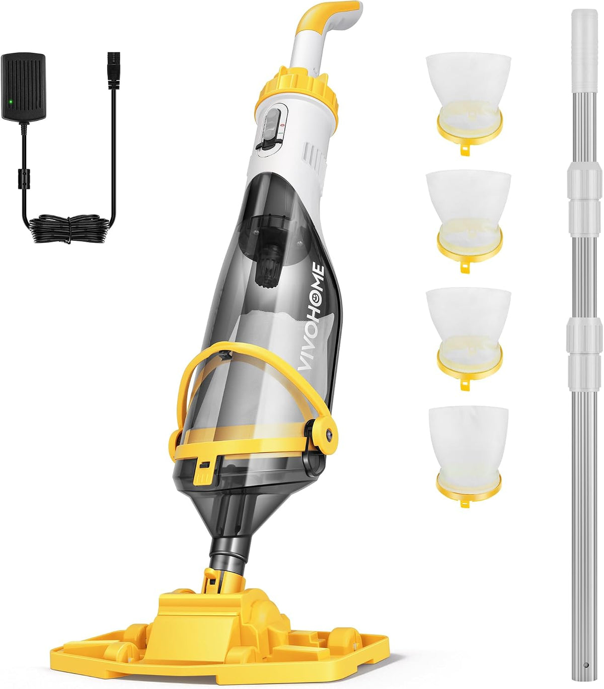 Handmatige zwembadzuiger Vivohome Draadloze Zwembadstofzuiger, met Telescoopsteel 213cm Draagbare Handstofzuiger, voor Opbouw/Inbouw Zwembaden en Spa