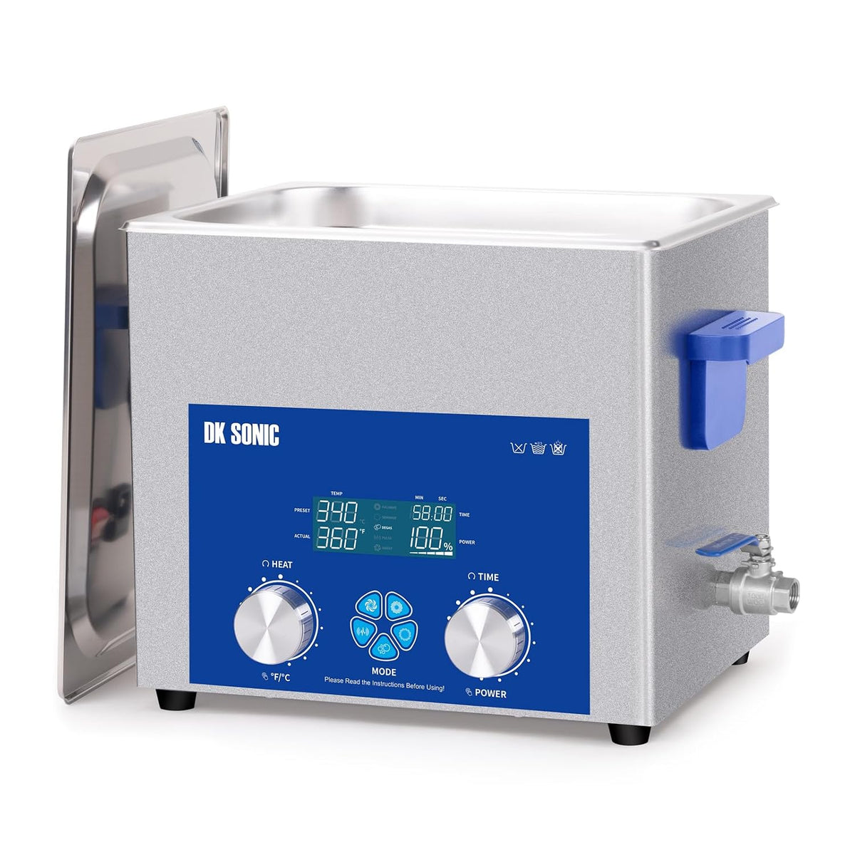DK Sonic Ultrasone reiniger, 10L, 240W, met Intelligente Mechanische Timer, Commerciële Ultrasone Reiniger, Verwarming en Mand, Meerdere Functies