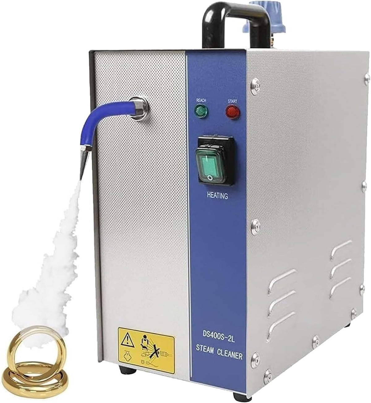 Boozxcv Stoomreiniger, 1300W, 2L tank, voor gouden en zilveren sieraden, roestvrijstalen sieradenreinigingsapparaat, edelsteenreinigingsmachine