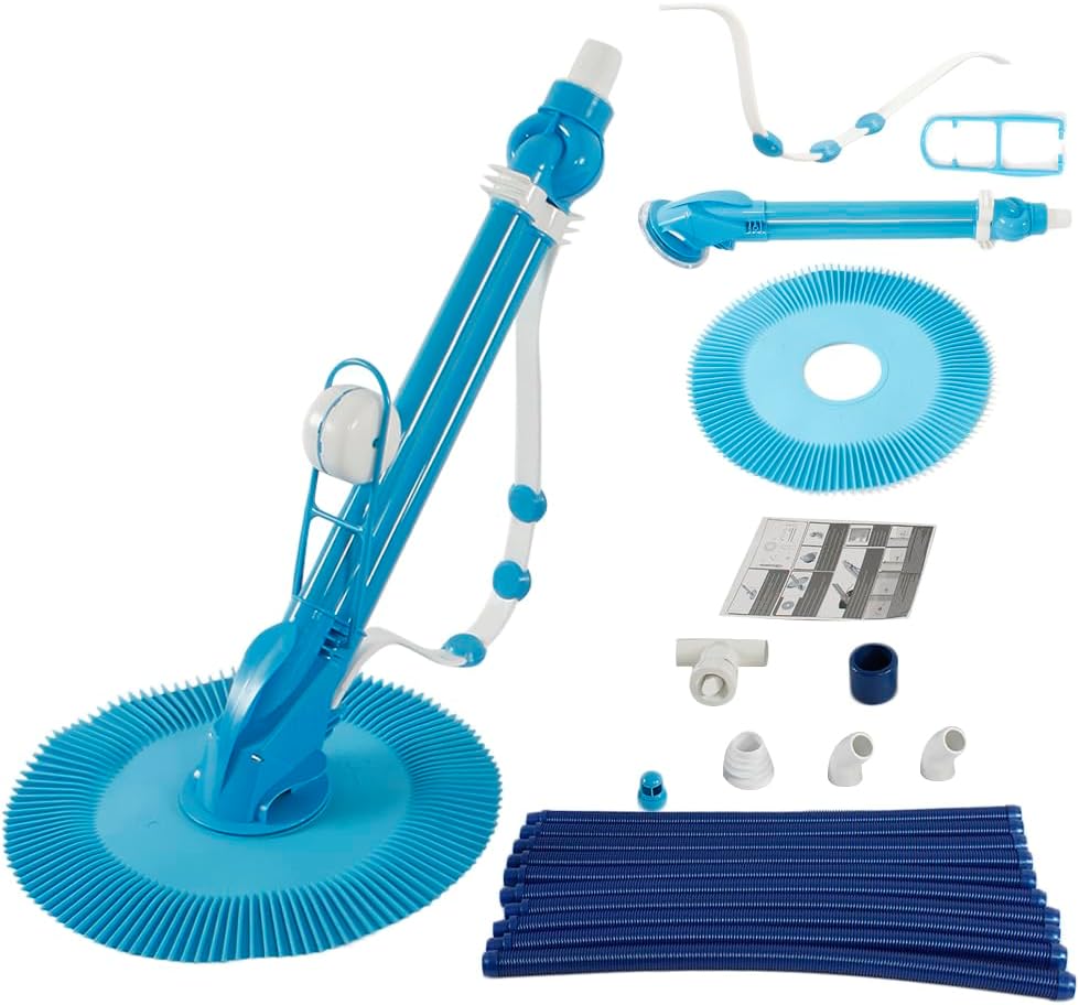 Zwembadrobot Xeuemtey Automatische zwembadstofzuiger, met 10 slangen, blauw, algemene zwembadreiniger, voor bovengronds en ondergronds zwembadpuin