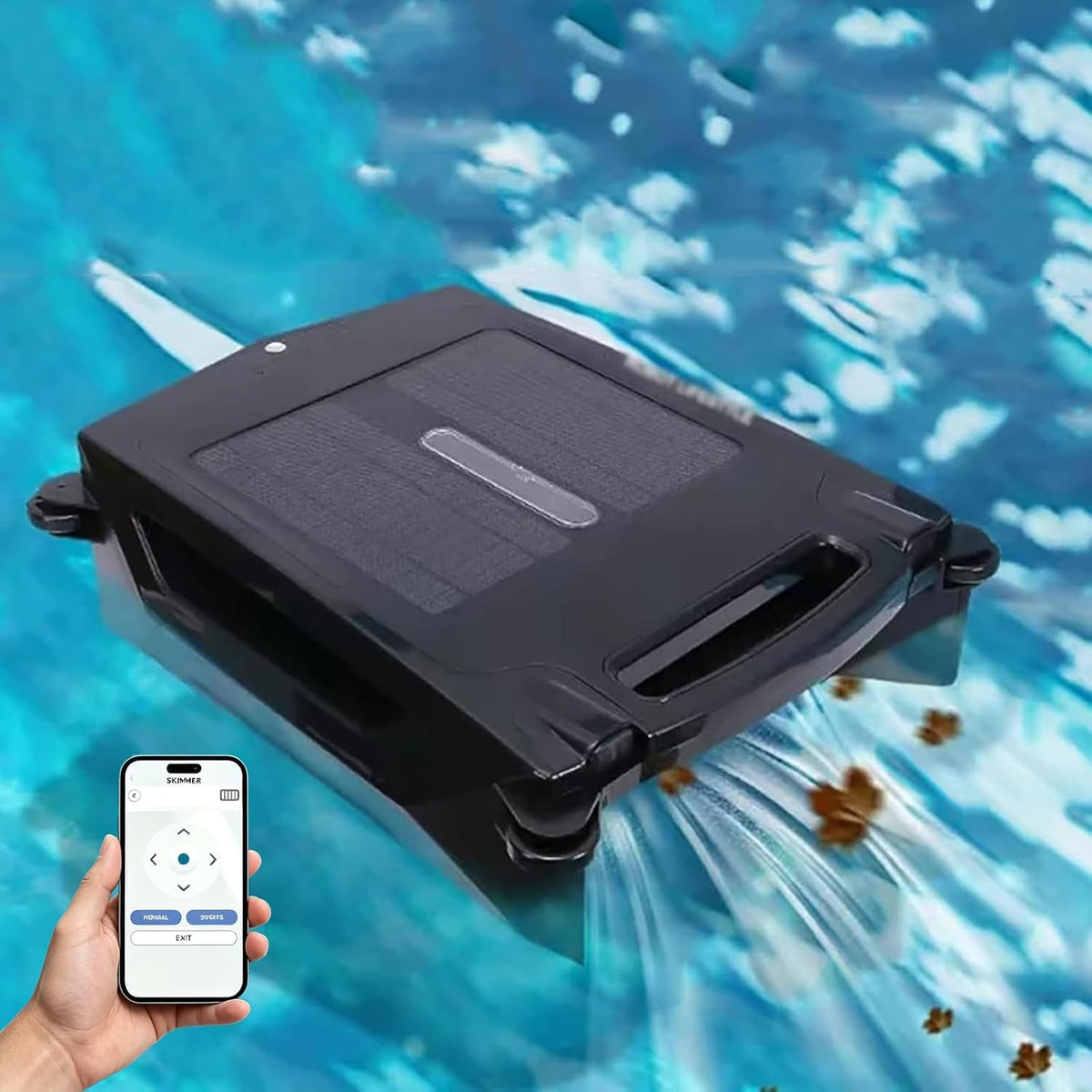 RoyceBee Zwembadrobot Robotische Zonne, met Dubbele Oplaadstanden 24/7 Reiniging, Energie Zwembad Skimmer Reiniger, Automatische Snoerloze Zonne