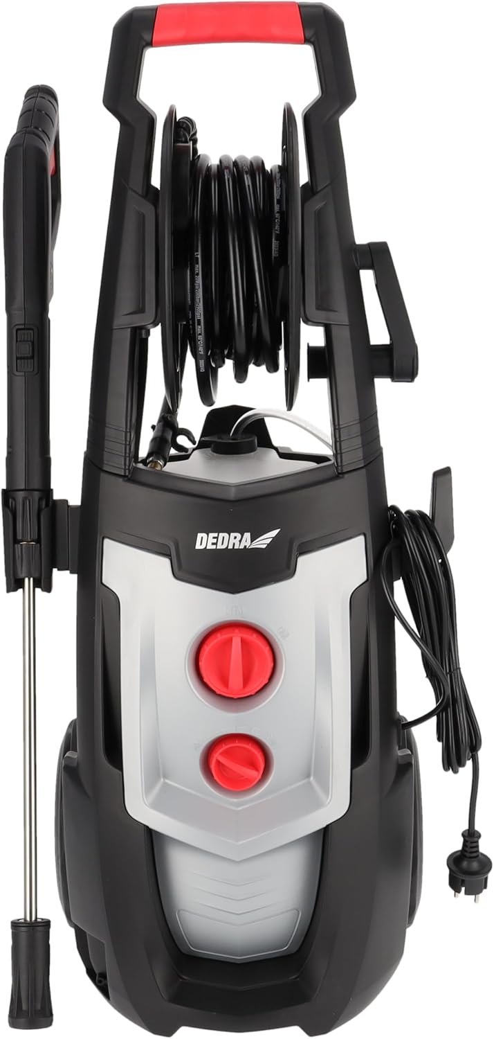 Dedra Hogedrukreiniger -, 2300 W, 120/150 bar, 8 m lange slang, voor in de tuin, snoeroprolsysteem, aluminium pomp, koperen motorwikkeling