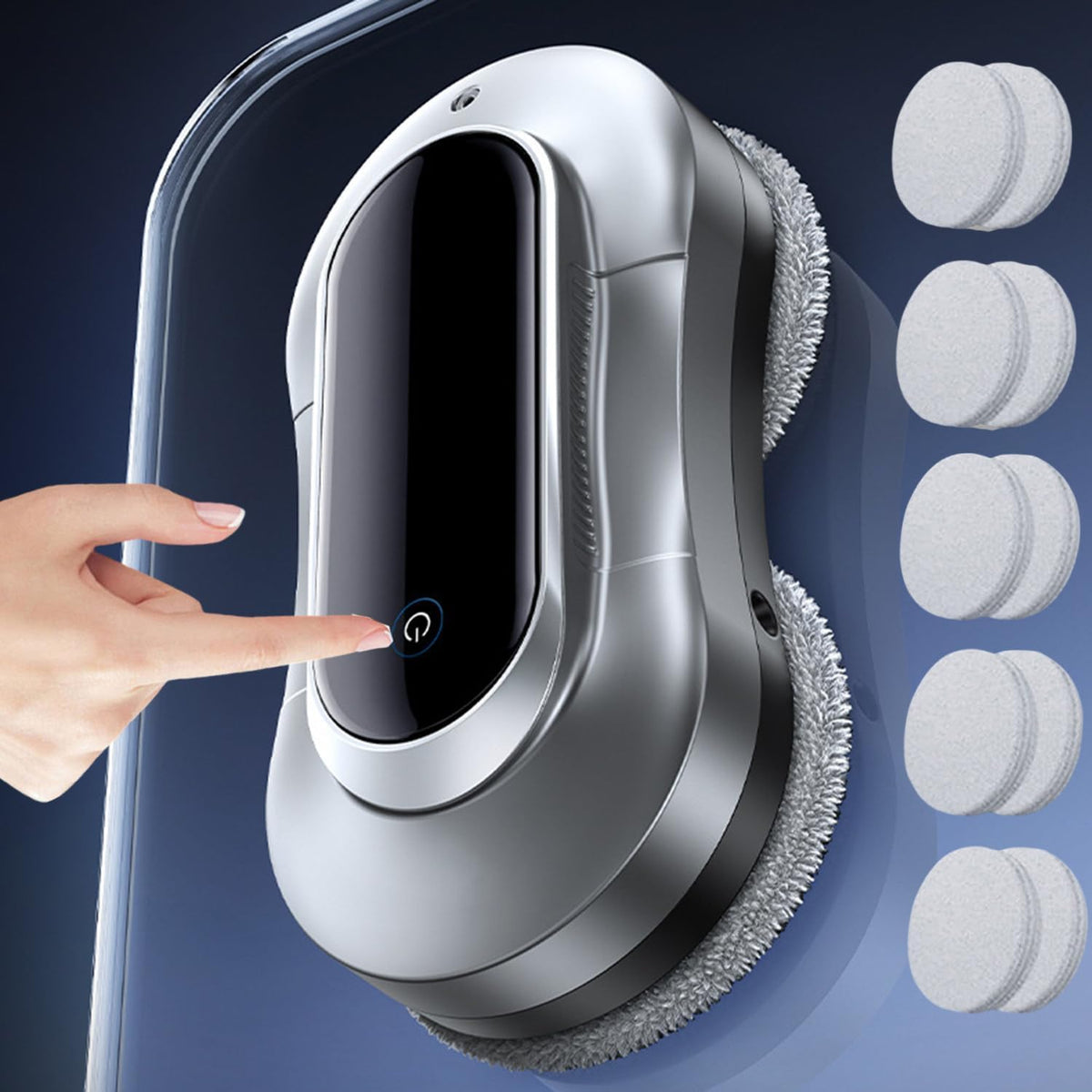 Chhmaelove Robotstofzuiger Automatische robot raamreiniger 5600Pa sterke zuigkracht, met 10 dweilpads, 30ML dubbele watertank, afstandsbediening