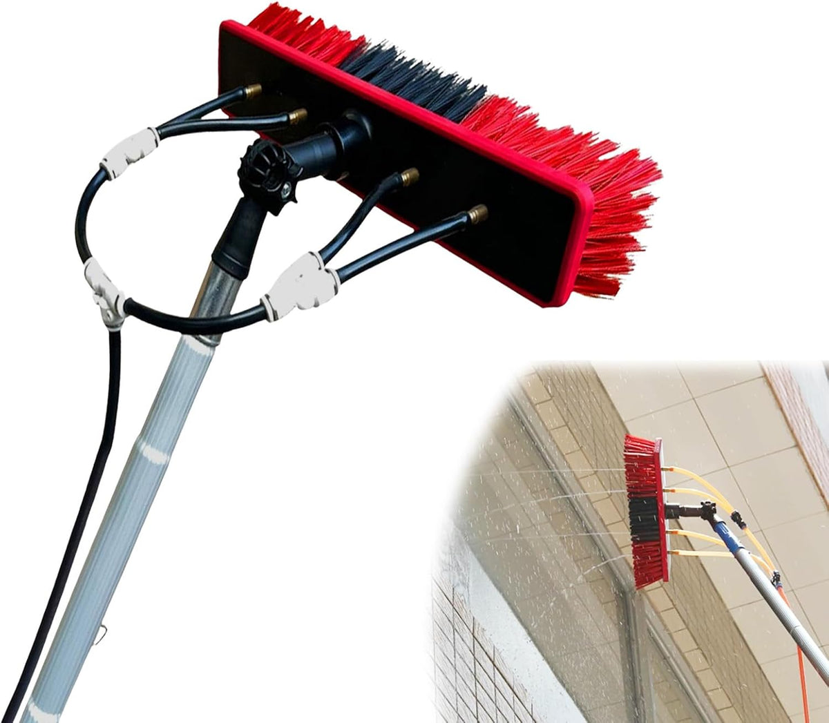 Schoonmaakgereedschap 3 m watergevoede paal, met 54,9 cm borstel - ideaal, voor het reinigen van zonnepanelen, raamwassen, dak- en wandonderhoud