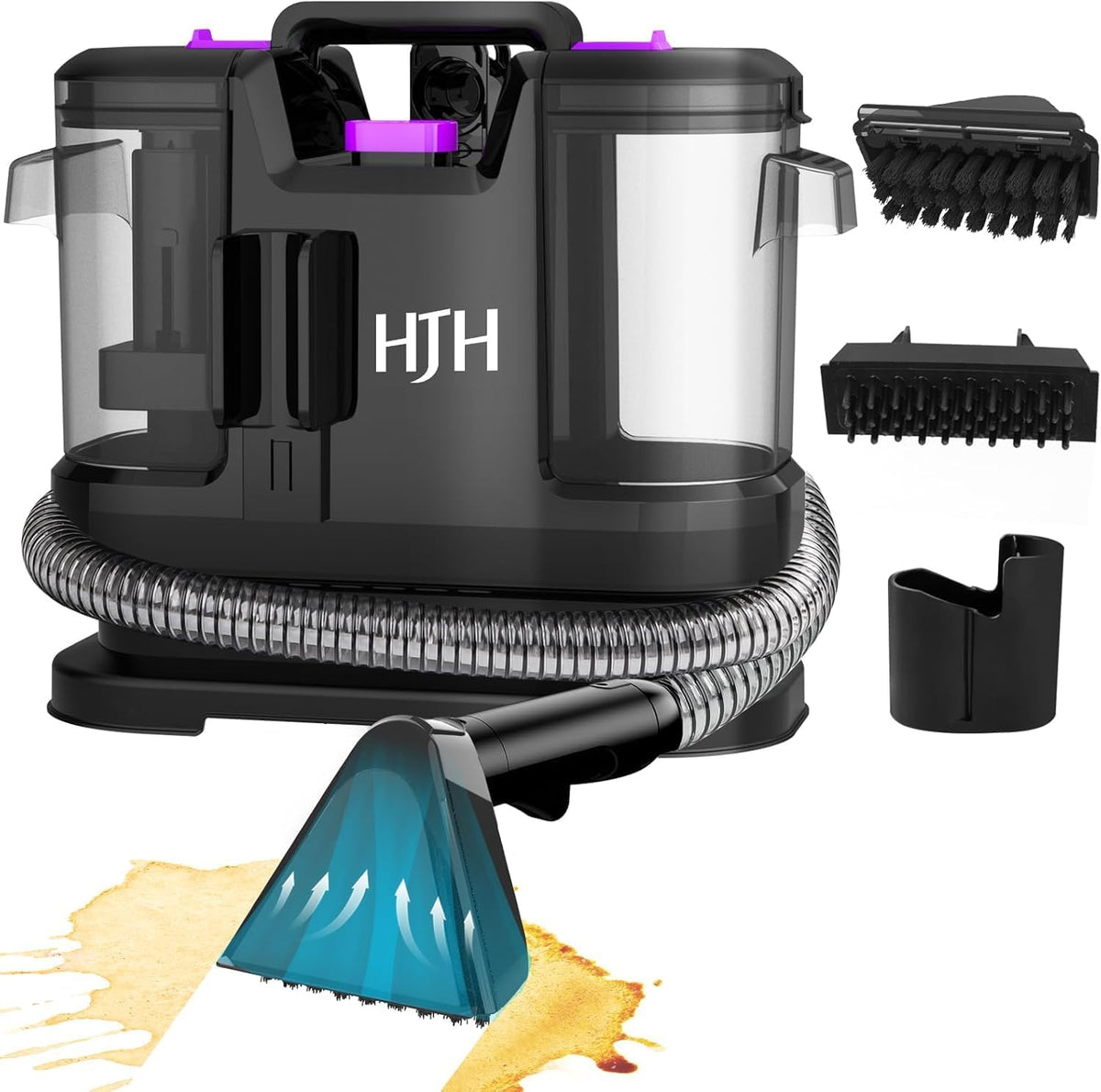 Hjh Tapijtreiniger Wasstofzuiger, stofferingsmiddel, met huisdierenhaarborstel en slangreinigingsgereedschap, voor tapijt, bank, bekleding, trappen