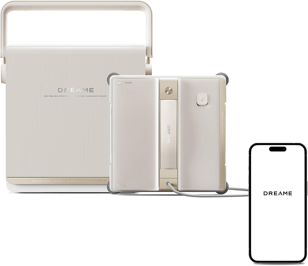 dreame Raamzuiger C1 Station S Kit Robotramenwasser, Allround beveiliging, Mobiel station, Koord, met oprolautomaat, CornerClean-technologie, Dual