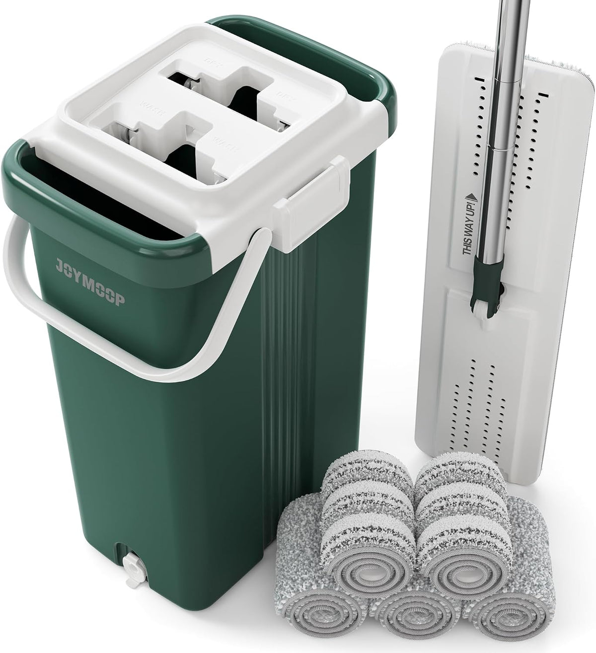 Joymoop Natte Heavy Duty commerciële dweilen, inclusief 5 herbruikbare 17 inch microvezel dweilpads, voor vloerreiniging, met grote capaciteit