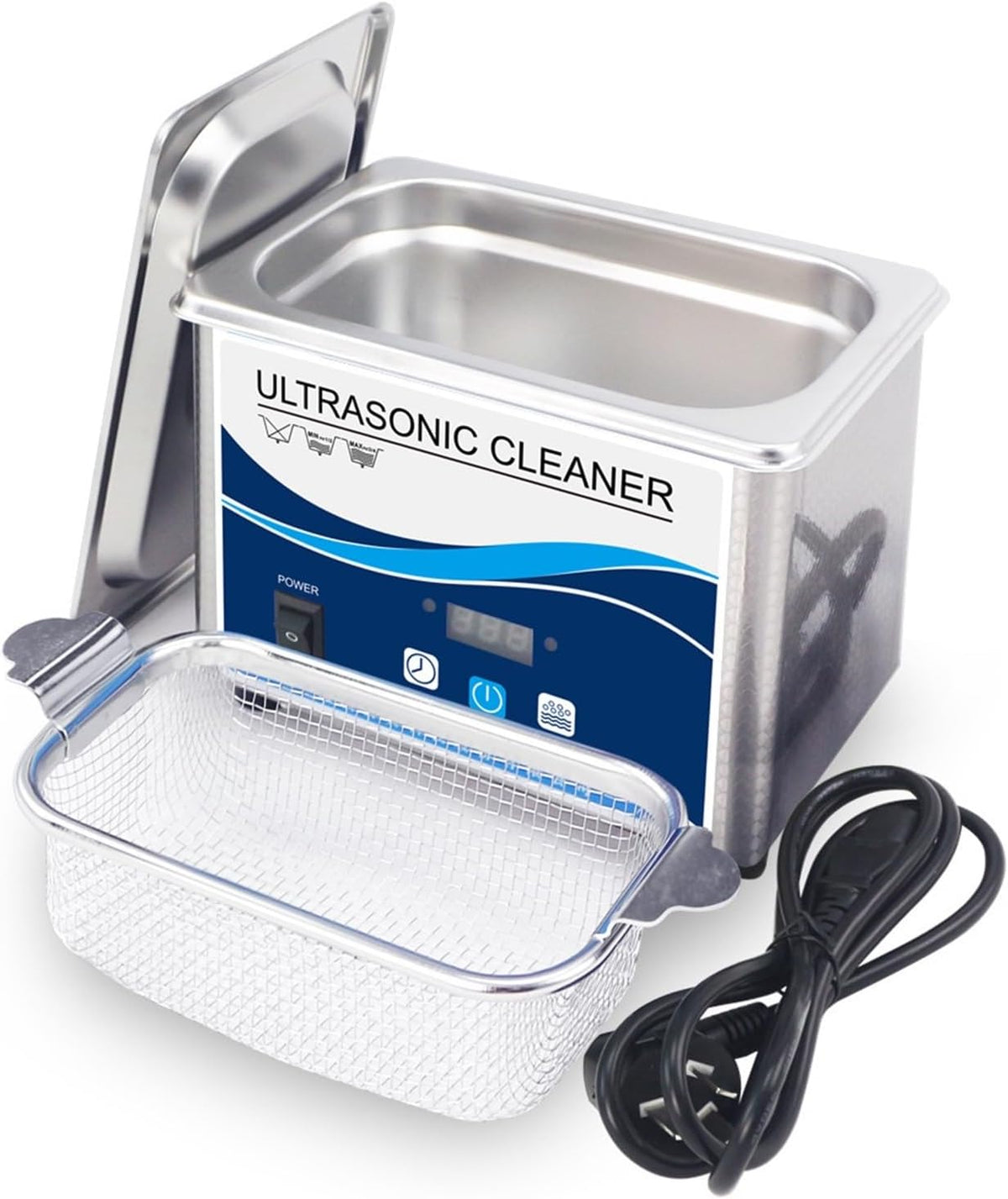 Hualuck Ultrasone reiniger, 800 ml en 80 W, reinigingsmachine van roestvrij staal, voor badkamer, brillen, sieraden, horloge, tanden, mini-tank