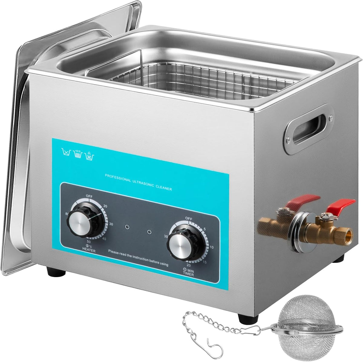 Vevor Ultrasone reiniger, professionele ultrasone reiniger 220 V, instrument (15 l), 40 kHz, met verwarmingstimer, voor het reinigen van brilringen