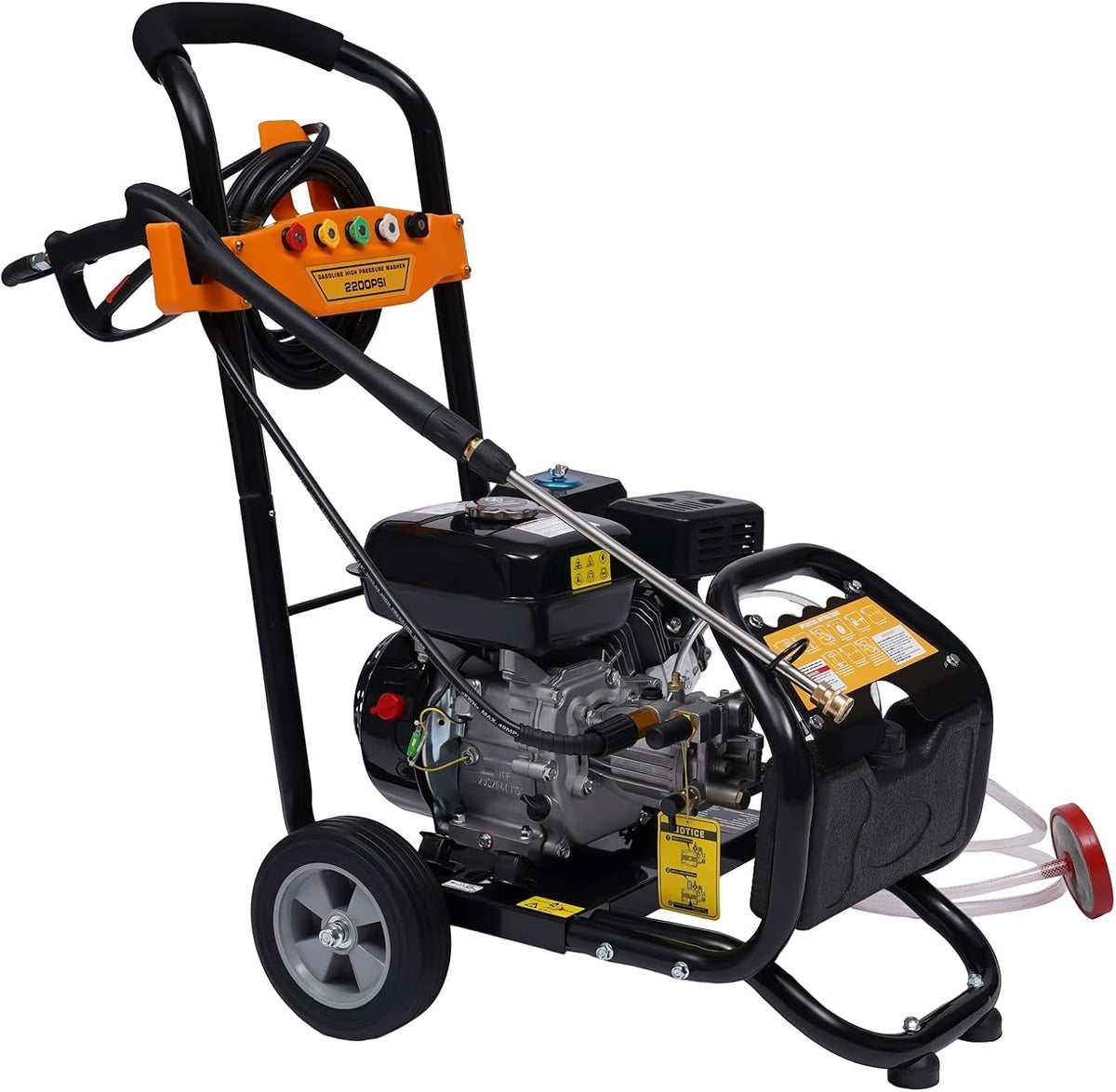 Queeucaer Hogedrukreiniger, 7,5 pk, met 5 sproeiers (handbediend), benzine, oppervlaktereinig, motor, professionele set, industrie, stoomstraler