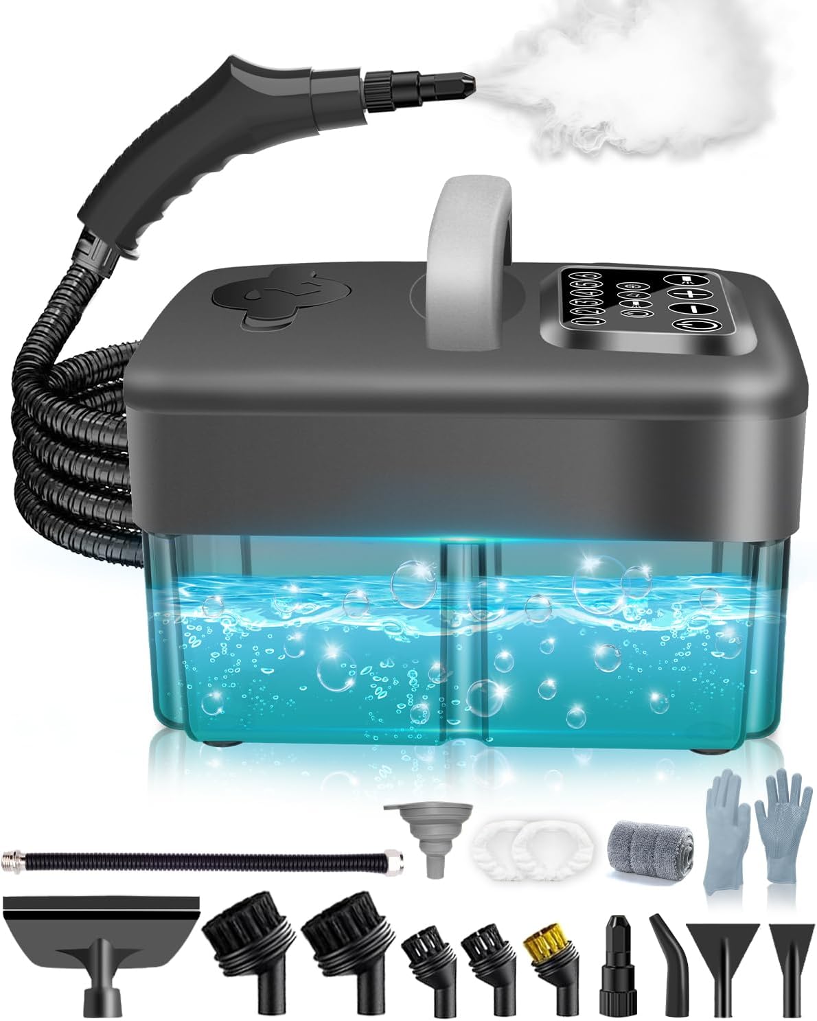 mecmic Stoomreiniger, voor thuis - 1600 ml watertank 15s warmte-up draagbare stoomboot, 2500 W, 6 niveaus verstelbaar, 45PSI, 300 ° F Stoom