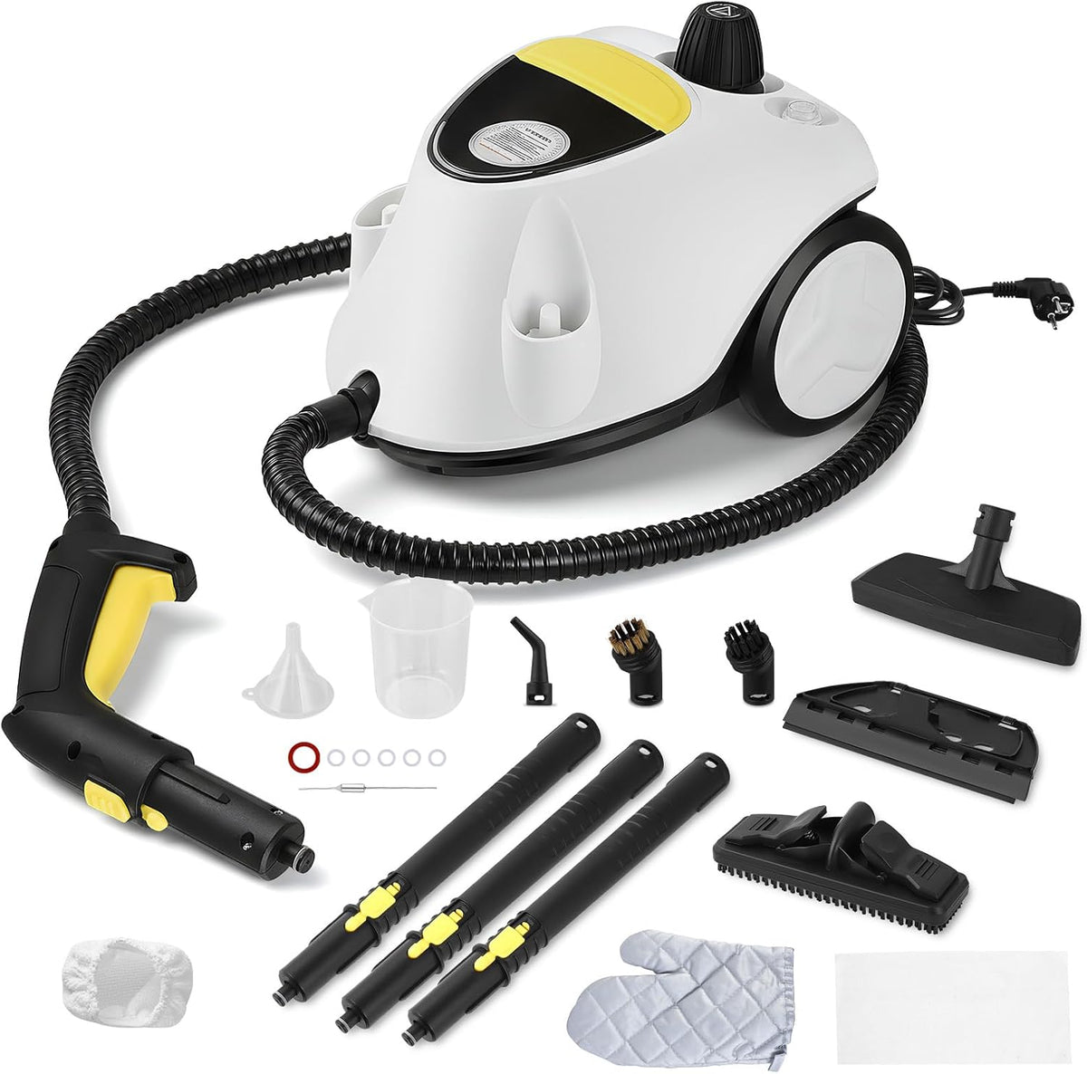 Stoomreiniger Reomdara, 2100 W, 2,1 l waterreservoir, snel opwarmen tot 100 graden Celsius, met 19 accessoires, handstoomreiniger, voor keukenmeubels