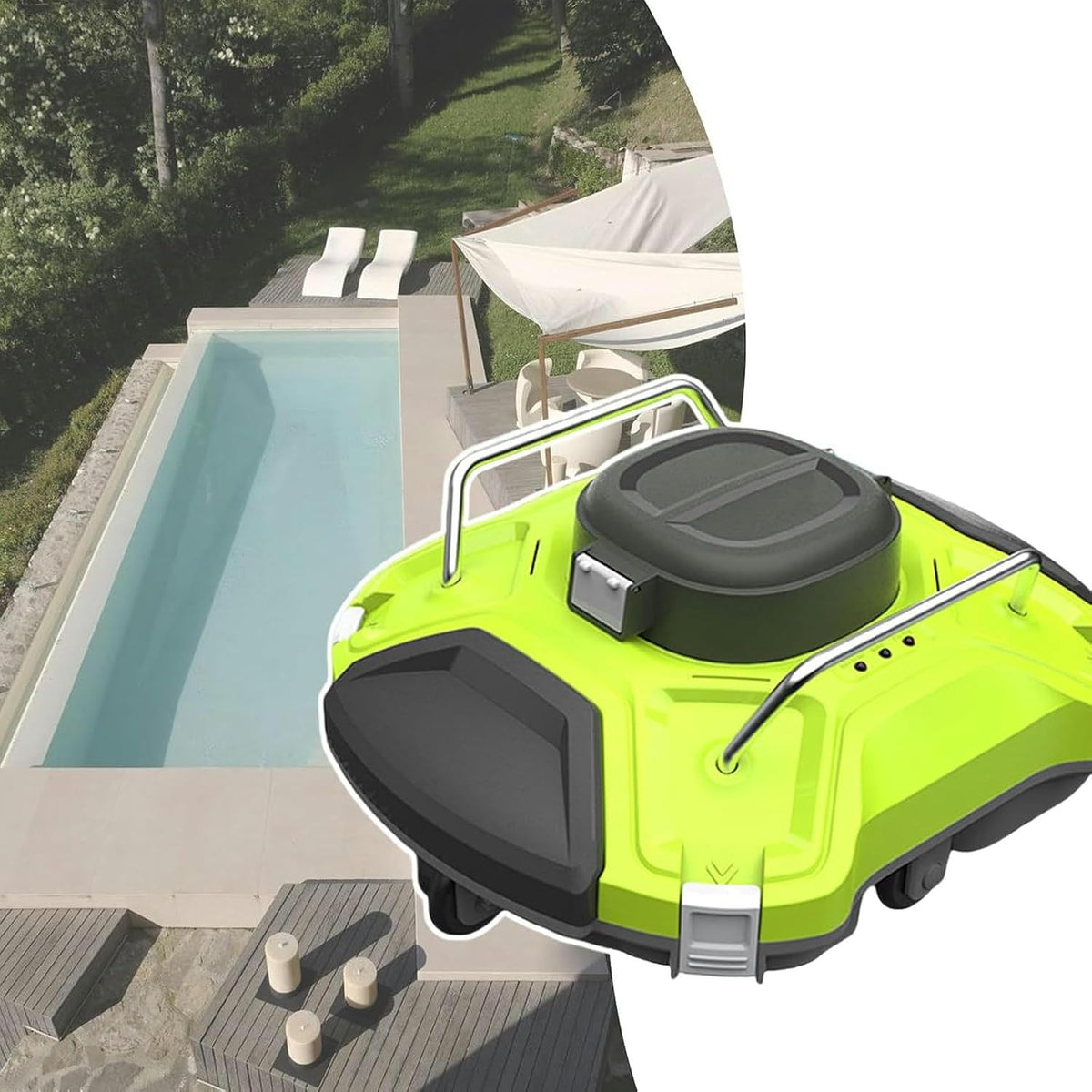 WQZzjm Zwembadrobot Slimme zwembadreinigingsrobot, met 4 wielen, met 2 sproeiers, snoerloze zwembadreinigingsrobot, voor buitenzwembaden