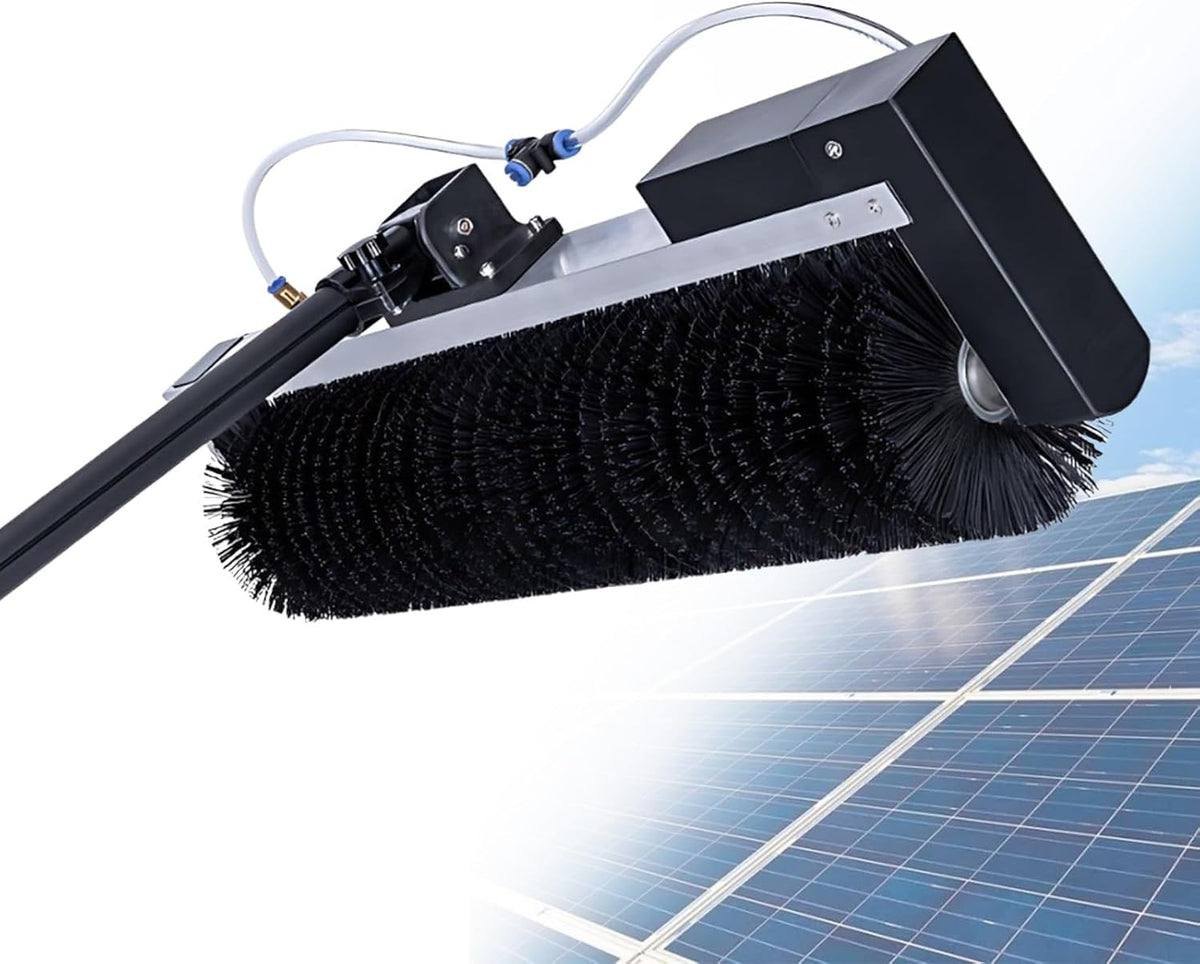 Plumeaus Precistech Elektrische Wasborstel Roterend, 3.5m-7.5m(5.5m), voor Zonnepanelen en Glaswerk, Telescoopstang, met Watertoevoer, voor Daken