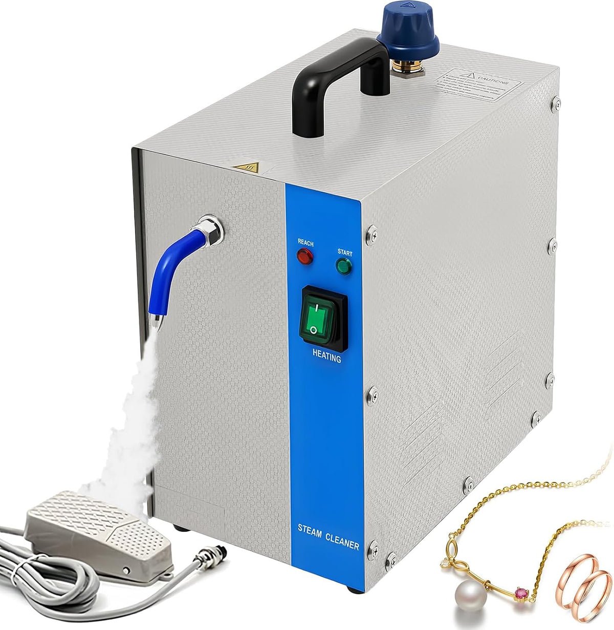 Stoomreiniger Sieraden, Hogedruk 135°C, 2L Capaciteit, Min Warmte, voor Zilver, Professionele Elektrische Reiniger, Goud, Gem, Diamant